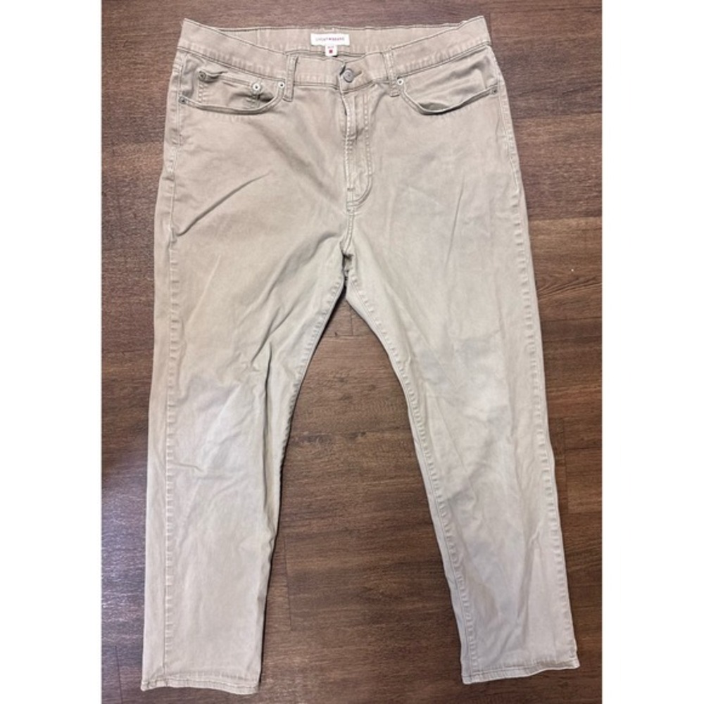 Lucky Brand 121 Jeans Mens 36x30 Khaki‎ Beige Heritage Slim Stretch Flex